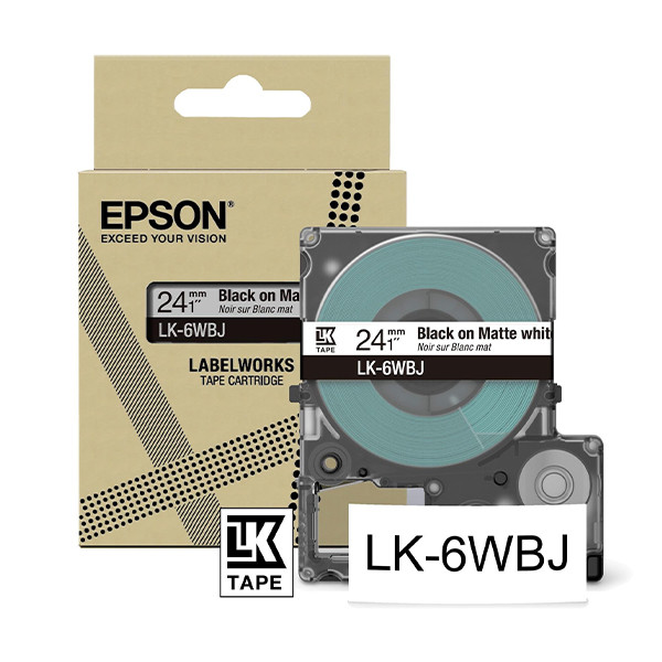 Epson LK-6WBJ taśma matowa 24 mm, czarny na białym, oryginalna C53S672064 084388 - 1