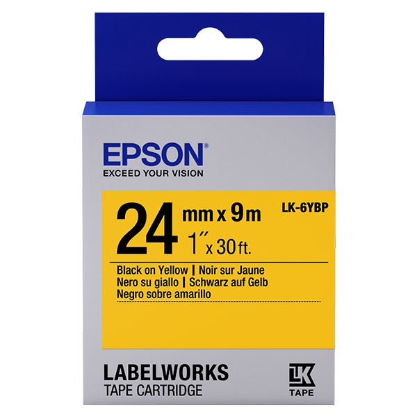 Epson LK-6YBP taśma 24 mm, czarny na pastelowym żółtym, oryginalna C53S656005 083266 - 1