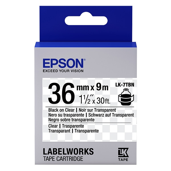 Epson LK-7TBN taśma 36 mm, czarny na przeźroczystym, oryginalna C53S657007 083274 - 1