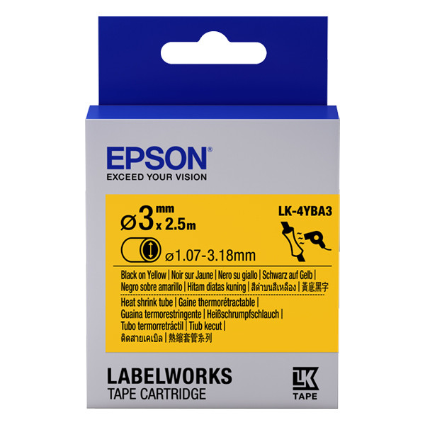 Epson LK-7YBA21 rurka termokurczliwa 21 mm, czarny na żółtym, oryginalna C53S657904 084302 - 1