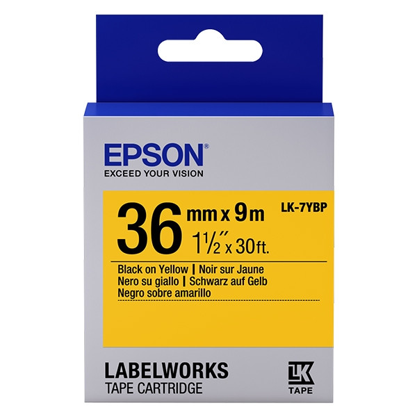 Epson LK-7YBP taśma 36 mm, czarny na pastelowym żółtym, oryginalna C53S657005 083278 - 1
