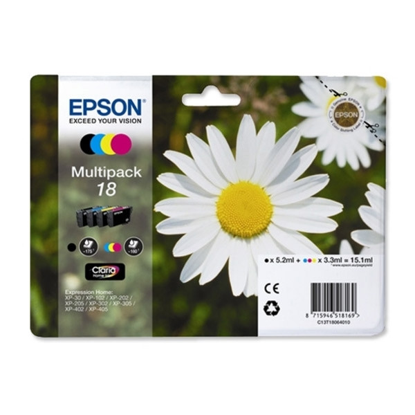 Epson Pakiet Epson 18 (T1806) tusz czarny + 3 kolory, oryginalny C13T18064010 C13T18064012 026476 - 1