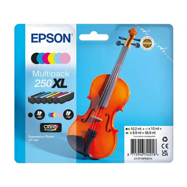 Pakiet Epson 250XL tusz czarny + 5 kolorów, oryginalny 652110 - 1