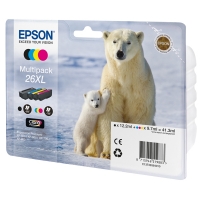 Epson Pakiet Epson 26XL (T2636) tusz czarny + 3 kolory, zwiększona pojemność, oryginalny C13T26364010 C13T26364012 C13T26364020 026518