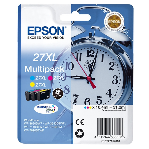 Epson Pakiet Epson 27XL (T2715) 3 kolory, zwiększona pojemność, oryginalny C13T27154010 C13T27154012 026624 - 1