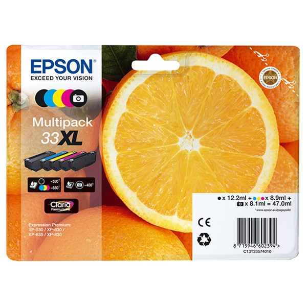 Epson Pakiet Epson 33XL (T3357) 5 kolorów, zwiększona pojemność, oryginalny C13T33574010 026870 - 1