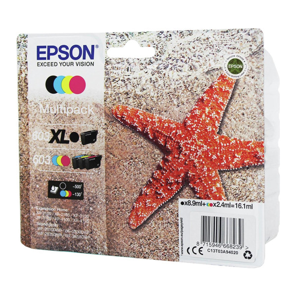 Epson Pakiet Epson 603XL (T03A9) tusz czarny XL + 3 kolory, oryginalny C13T03A94010 C13T03A94020 020687 - 1