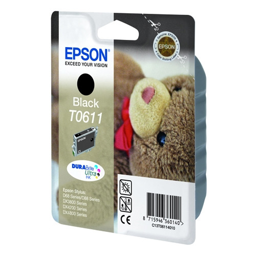 Epson T0611 tusz czarny, oryginalny C13T06114010 C13T06114012 023000 - 1