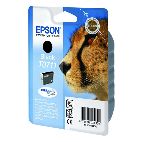 Epson T0711 tusz czarny, oryginalny C13T07114011 C13T07114012 023045 - 1