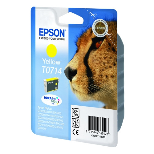 Epson T0714 tusz żółty, oryginalny C13T07144011 C13T07144012 023060 - 1