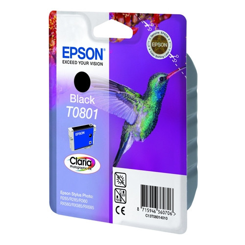 Epson T0801 tusz czarny, oryginalny C13T08014011 023070 - 1