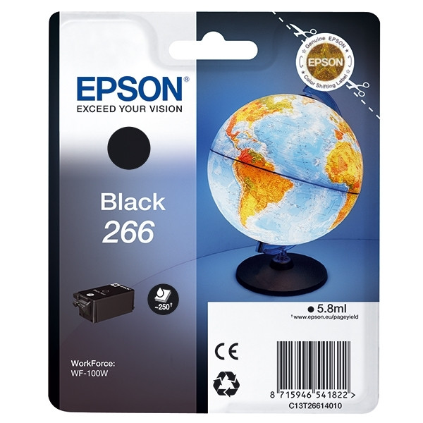 Epson T266 tusz czarny, oryginalny C13T26614010 026716 - 1