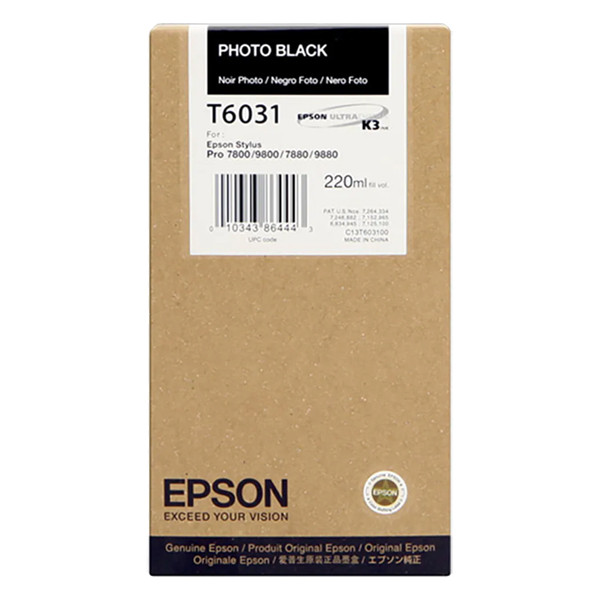 Epson T6031 tusz foto czarny, zwiększona pojemność, oryginalny C13T603100 026034 - 1