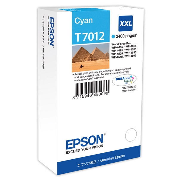 Epson T7012 XXL tusz niebieski, ekstra zwiększona pojemność, oryginalny C13T70124010 026403 - 1