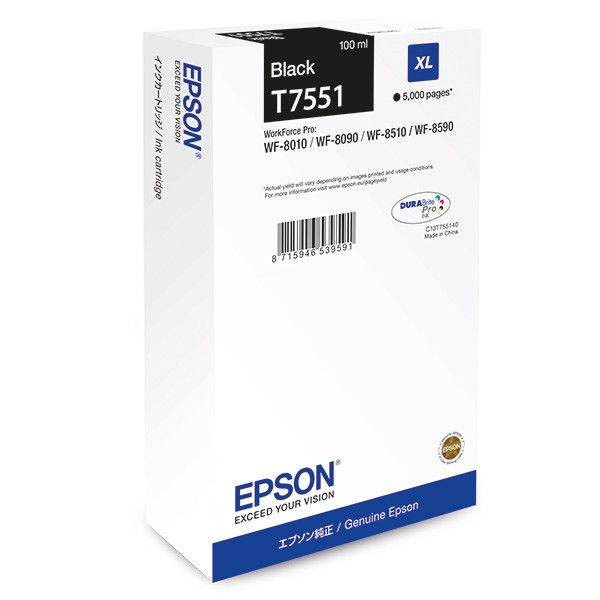 Epson T7551 (C13T755140) tusz czarny, zwiększona pojemność, oryginalny C13T755140 026680 - 1