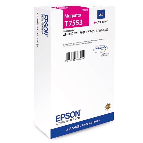 Epson T7553 (C13T755340) tusz czerwony, zwiększona pojemność, oryginalny C13T755340 026684 - 1