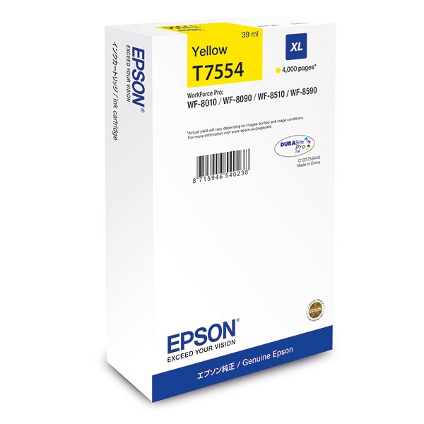 Epson T7554 (C13T755440) tusz żółty, zwiększona pojemność, oryginalny C13T755440 026686 - 1