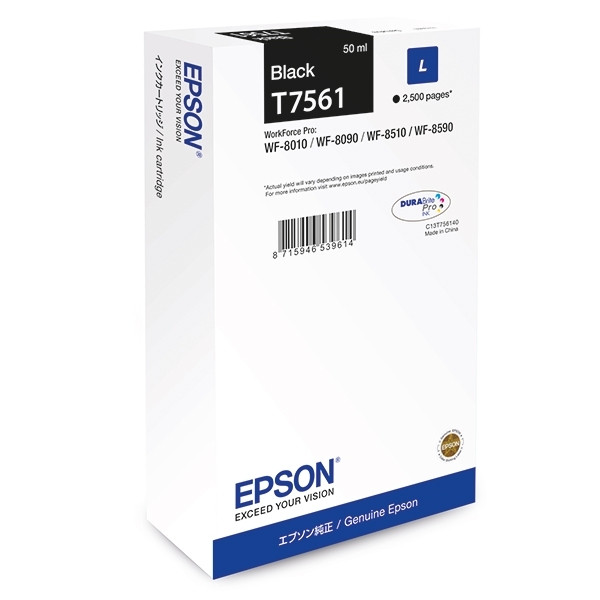 Epson T7561 tusz czarny, oryginalny C13T756140 026672 - 1