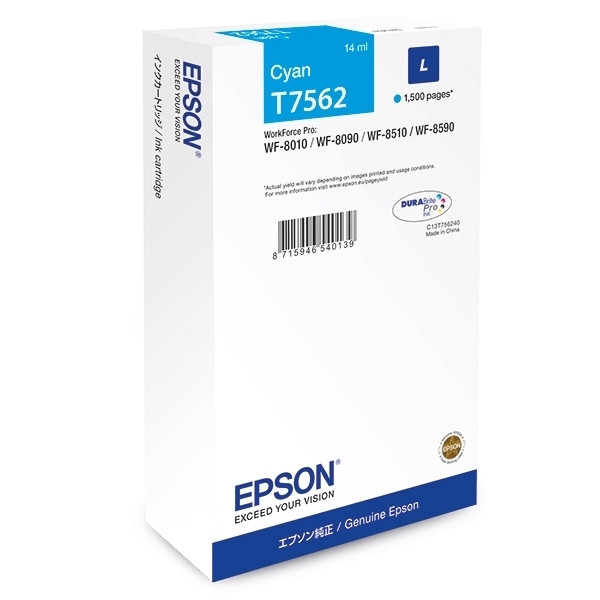 Epson T7562 tusz niebieski, oryginalny C13T756240 026674 - 1