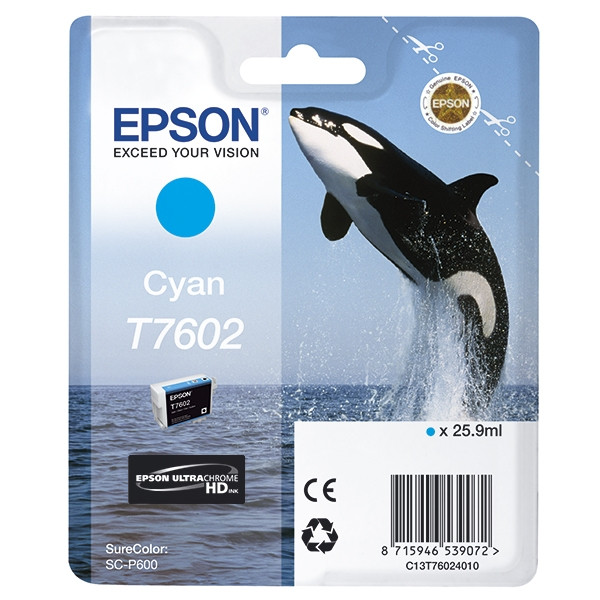 Epson T7602 tusz niebieski, oryginalny C13T76024010 026724 - 1