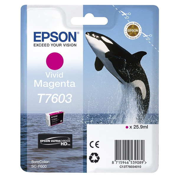 Epson T7603 tusz vivid czerwony, oryginalny C13T76034010 026726 - 1