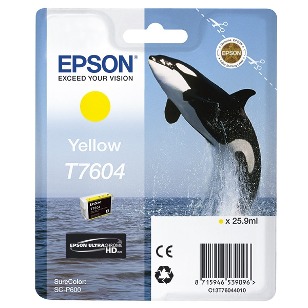 Epson T7604 tusz żółty, oryginalny C13T76044010 026728 - 1