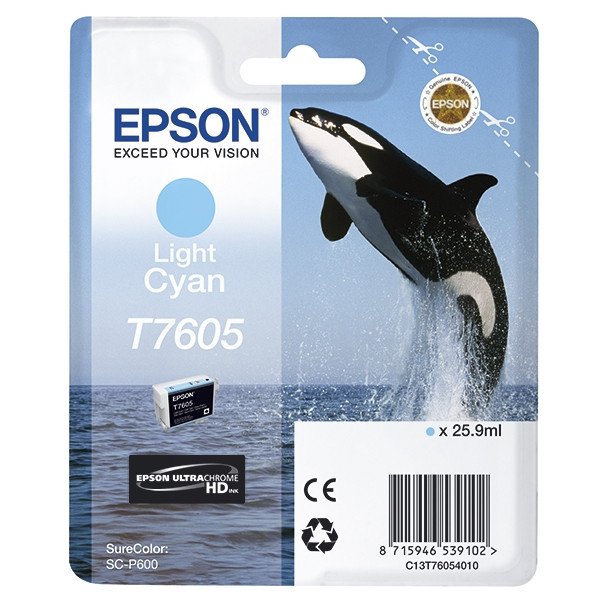 Epson T7605 tusz jasnoniebieski, oryginalny C13T76054010 026730 - 1