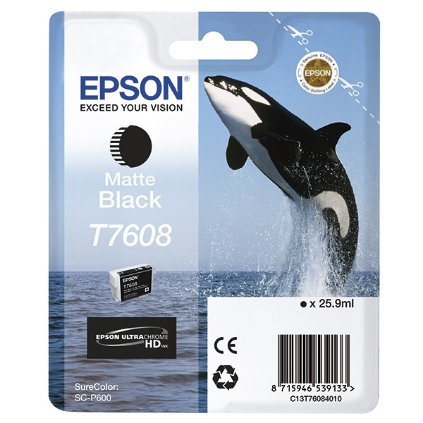 Epson T7608 tusz matowy czarny, oryginalny C13T76084010 026736 - 1
