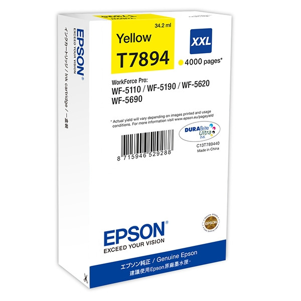 Epson T7894 tusz żółty, extra zwiększona pojemność, oryginalny C13T789440 026666 - 1