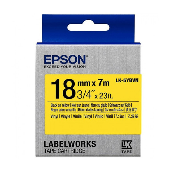 Epson Taśma Epson LK-5YBVN czarno - żółta 18 mm, oryginalna C53S655028 084352 - 1