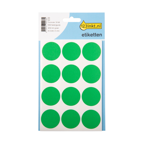 Etykiety do znakowania okrągłe zielone (240 etykiet, fi 32 mm), 123drukuj 2275C 301489 - 1