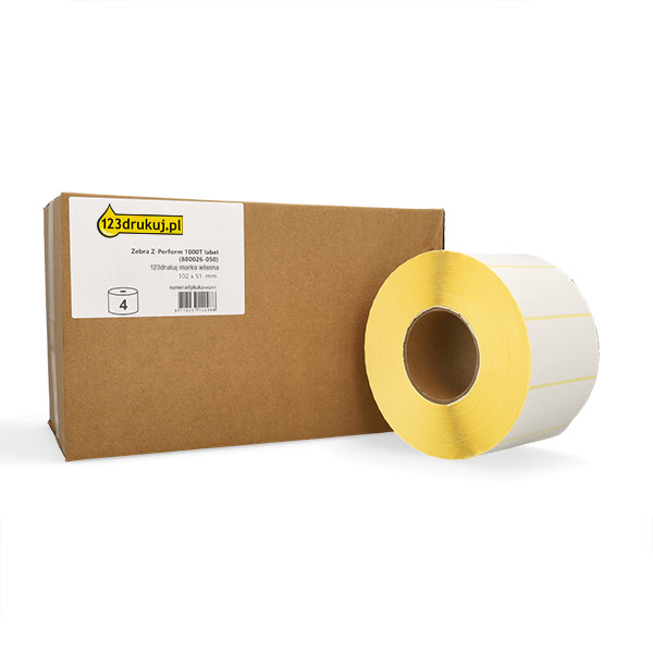 Etykiety termotransferowe Zebra Z-Perform 1000T (880026-050) 102 x 51 mm (4 rolki), wersja 123drukuj 145217 - 1