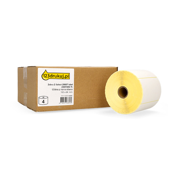 Etykiety termotransferowe Zebra Z-Select 2000T (3007206-T) 102 x 64 mm (4 rolki), wersja 123drukuj 140081 - 1