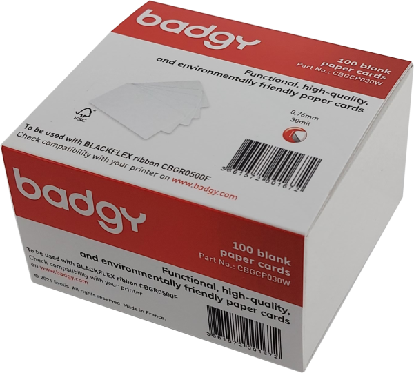 Evolis Badgy karty papierowe 0,76 mm (100 szt.), oryginalne 219837 - 1