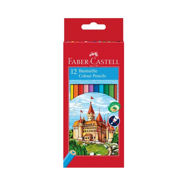 Kredki ołówkowe Zamek 12 szt. + 3 kredki dwustronne z temperówką Faber-Castell 246445 - 1