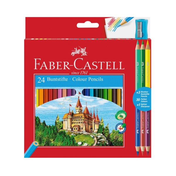 Faber-Castell Kredki ołówkowe Zamek 36 szt. + 3 kredki dwustronne z temperówką Faber-Castell 110336FC 246447 - 1