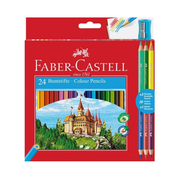 Kredki ołówkowe Zamek 36 szt. + 3 kredki dwustronne z temperówką Faber-Castell 246447 - 1