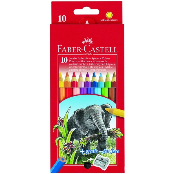 Faber-Castell Kredki ołówkowe z temperówką Jumbo Faber-Castell 10 szt. FC-111210 220022 - 1