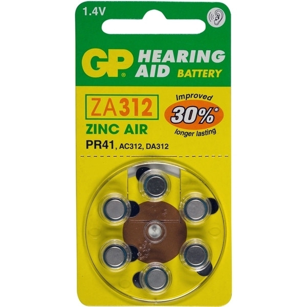 GP PR41 bateria do aparatów słuchowych, 6 sztuk (brązowa) GPZA312 215130 - 1