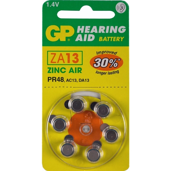 GP PR48 baterie do aparatów słuchowych, 6 sztuk (pomarańczowe) GPZA13 215134 - 1