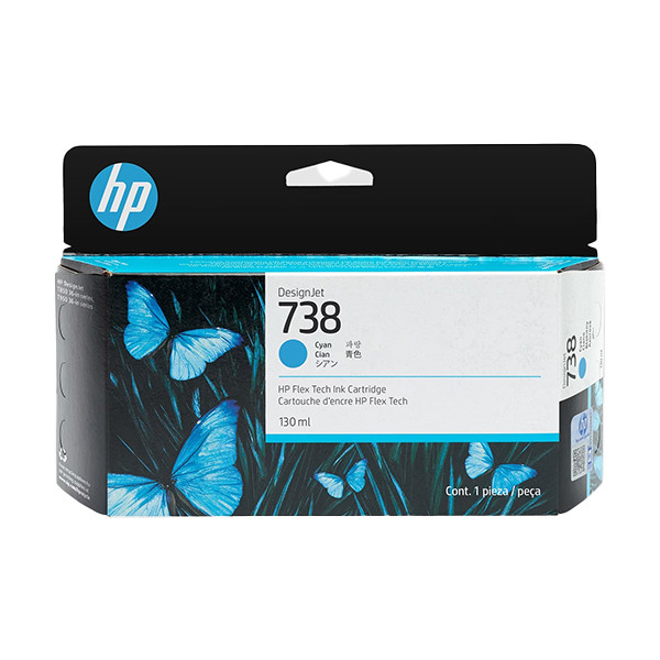 HP 738 (498N5A) tusz niebieski, oryginalny 498N5A 093280 - 1