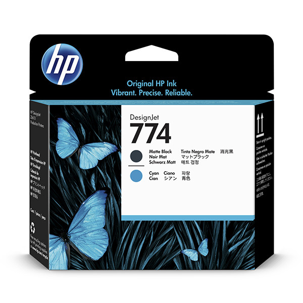 HP 774 (P2W01A) głowica matowa czarna / niebieska, oryginalna P2W01A 055362 - 1
