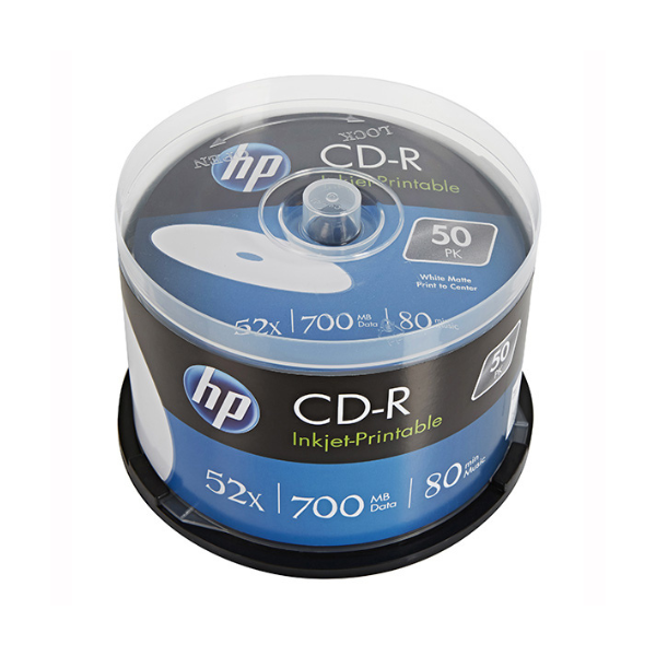 HP Płyta CD-R HP CRE00017WIP-3, 700MB 52x do nadruku, 50 szt. CRE00017WIP-3 833190 - 1