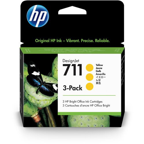 HP Pakiet HP 711 (CZ136A) 3 x tusz żółty, oryginalny CZ136A 044208 - 1