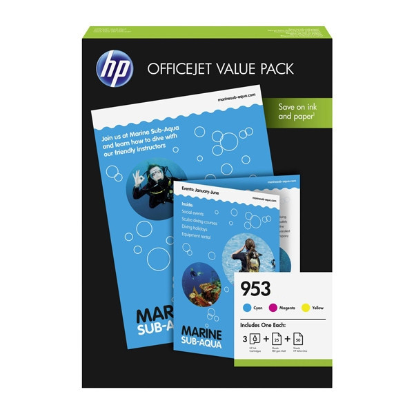 HP Pakiet HP 953 (2X1H5AE) 3 kolory + papier, oryginalny 2X1H5AE 653024 - 1