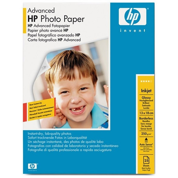 HP Q8696A Advanced papier fotograficzny błyszczący 250 gramów 13 x 18 cm (25 kartek) Q8696A 064870 - 1