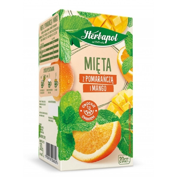 Herbata Herbapol Zielnik Polski - mięta z pomarańczą i mango, 20 torebek 700102 - 1