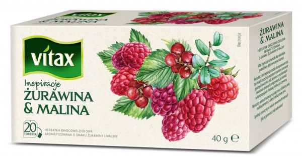 Herbata żurawina - malina, Vitax, 20 torebek 700306 - 1