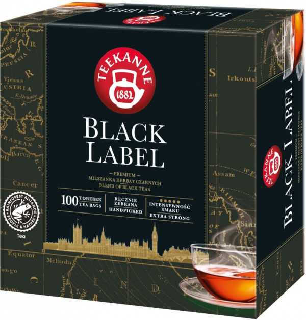 Herbata Teekanne Black Label, czarna, 100 torebek, 200g 700346 - 1