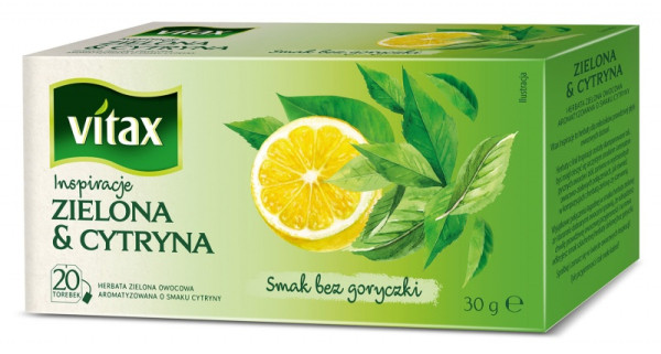 Herbata Vitax Inspiracje, Zielona z cytryną, 20 torebek 700309 - 1